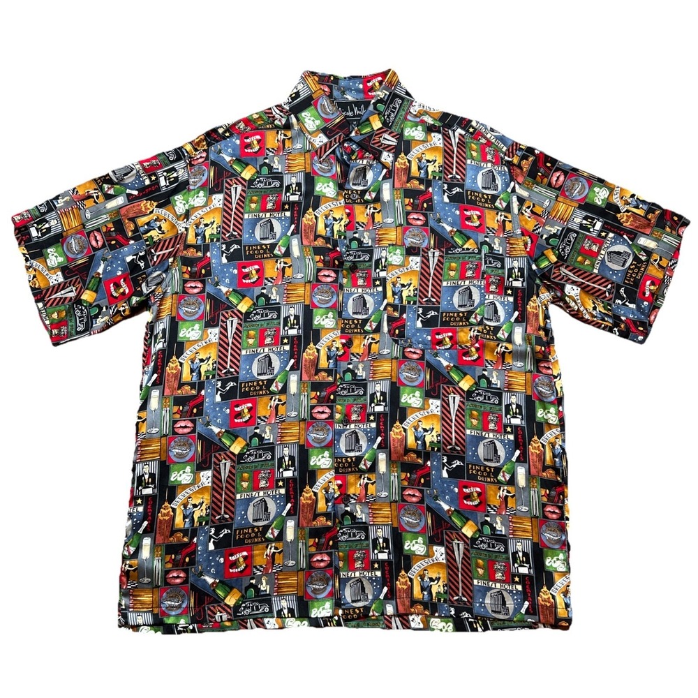 VTG Nicole Miller Shirt Mens M Silk 1996 Limited Edition Metropolitan City Life